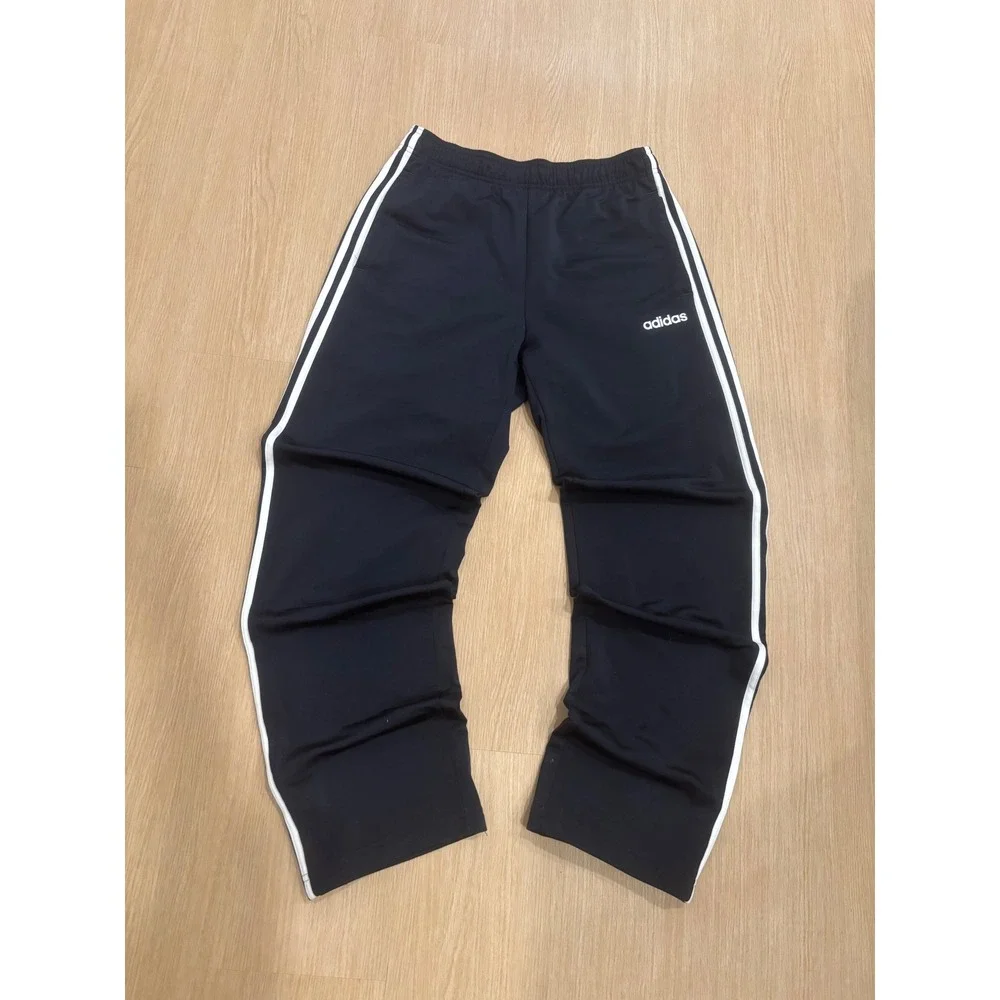 Adidas Mens Navy Blue 3-Stripe Wide Leg Baggy Y2K Track Pants Size M